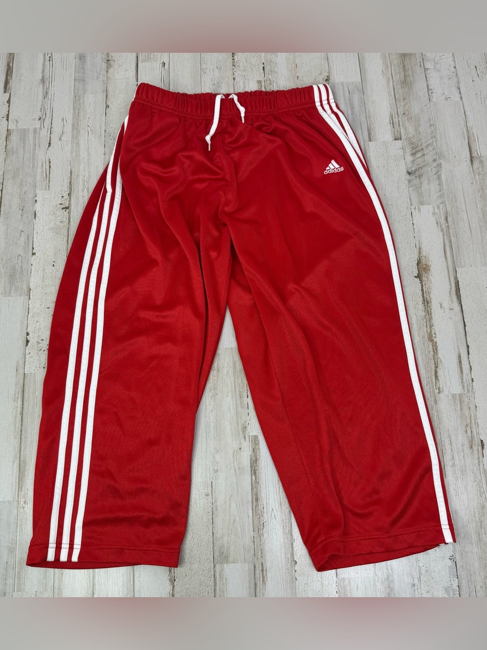 Adidas Basketball Shorts Mens Large Red White 3 Stripe Athletic